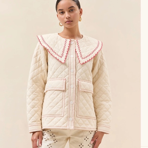 Loeffler Randall James Natural/Poppy Workwear Jacket Quilted, Size XS, NWT - Picture 1 of 7